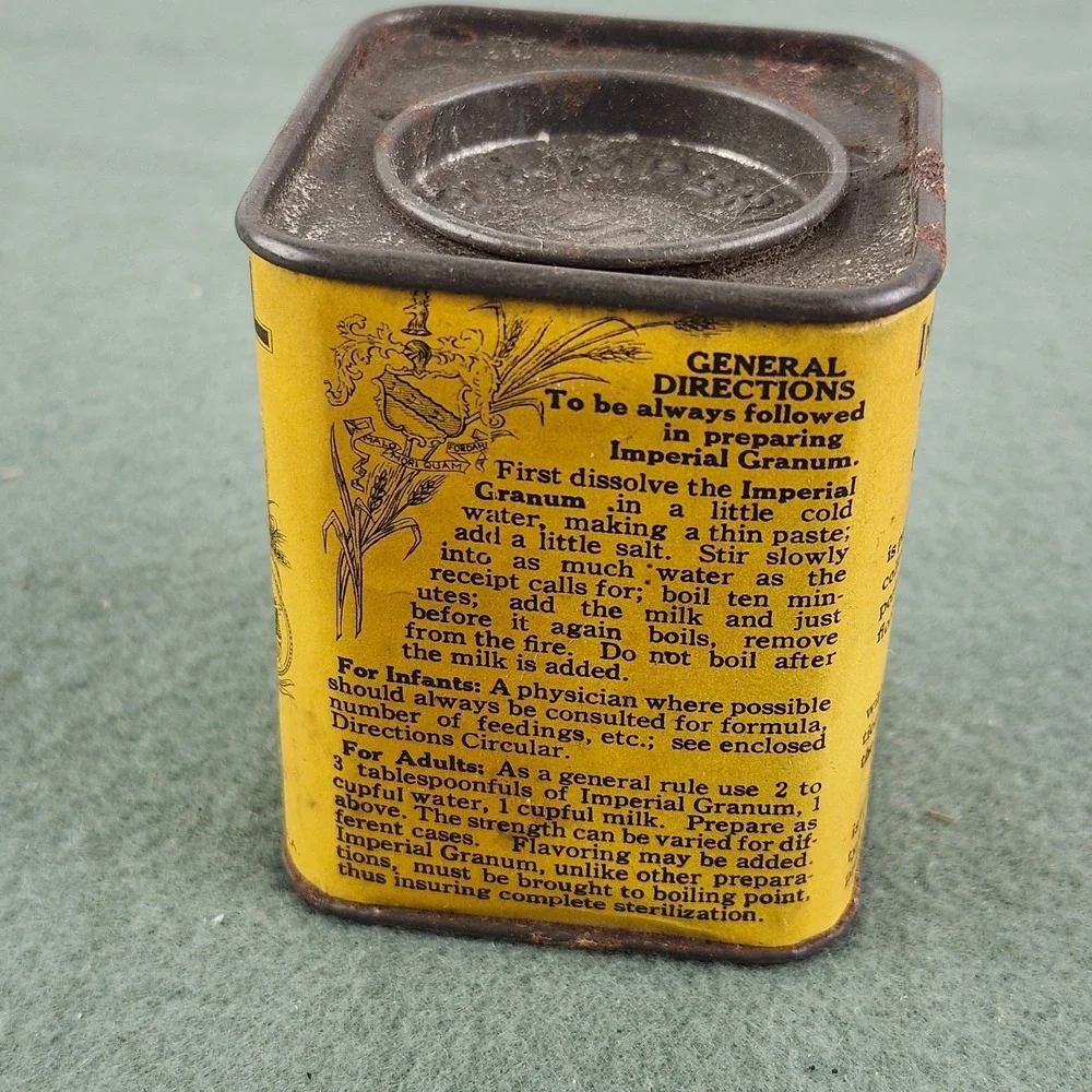 Antique IMPERIAL GRANUM Tin & Paper Label Nutritional Supplement Quack‎ Medicine